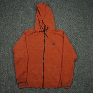 Nike Hoodie Men Extra Large Orange Sportswear Tech Fleece AW77 Full Zip XL